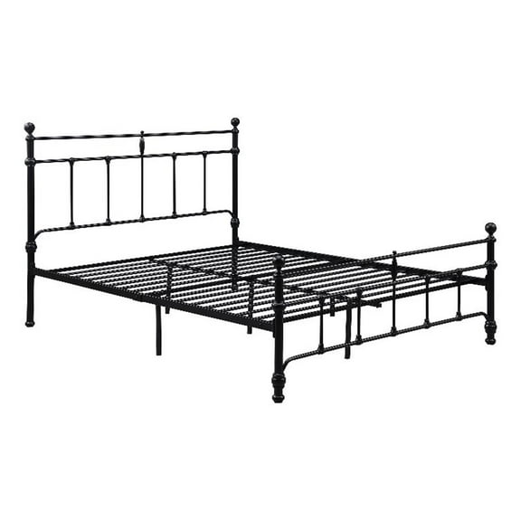 Pemberly Row 48-inch Metal Queen Open Frame Bed in Matte Black