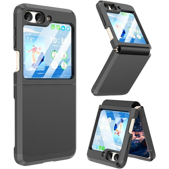 KOMI Designed for Galaxy Z Flip 6 Case with Hinge Protection for Samsung Flip 6 Case Heavy Duty Full Body Protective Phone Case Cover for Z Flip 6 5G(2024)-Black