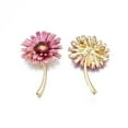 thumbnail image 2 of 6pc Flower Enamel Pin 3D Alloy Brooch for Backpack Clothes Nickel Free & Lead Free Light Golden Hot Pink 54x34mm, 2 of 3