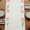 thumbnail image 5 of Table Runners 90 Inches Long Dress Scarves, Pink Spring Floral Farmhouse Coffee/Dining/Kitchen Table Runner for Living Room, Tulip Yellow Plaid Summer Botanical 13x90 Inch, 5 of 9