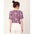 thumbnail image 3 of Moomaya Printed Viscose Summer Top For Women, Round Neck Short Sleeves Casual Top, 3 of 8