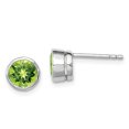 thumbnail image 1 of 925 Sterling Silver Peridot Circle Stud Earrings Gemstone, 1 of 6