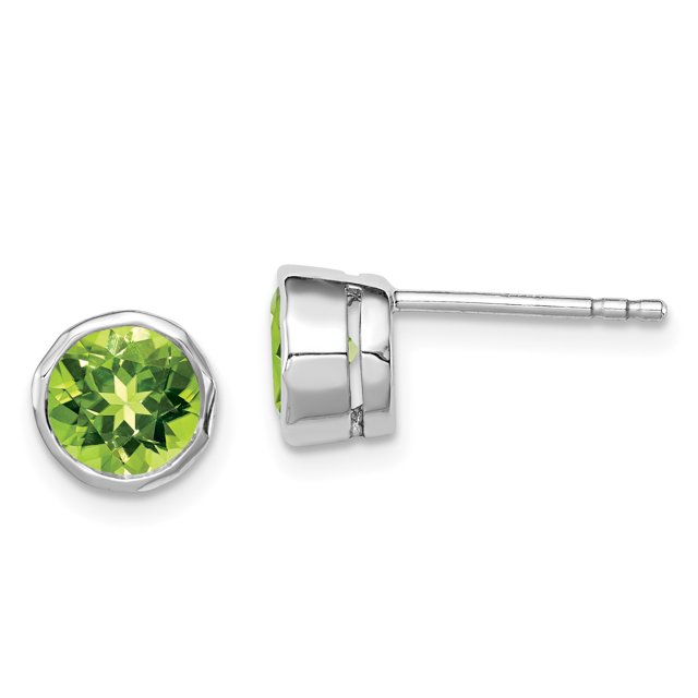 925 Sterling Silver Peridot Circle Stud Earrings Gemstone