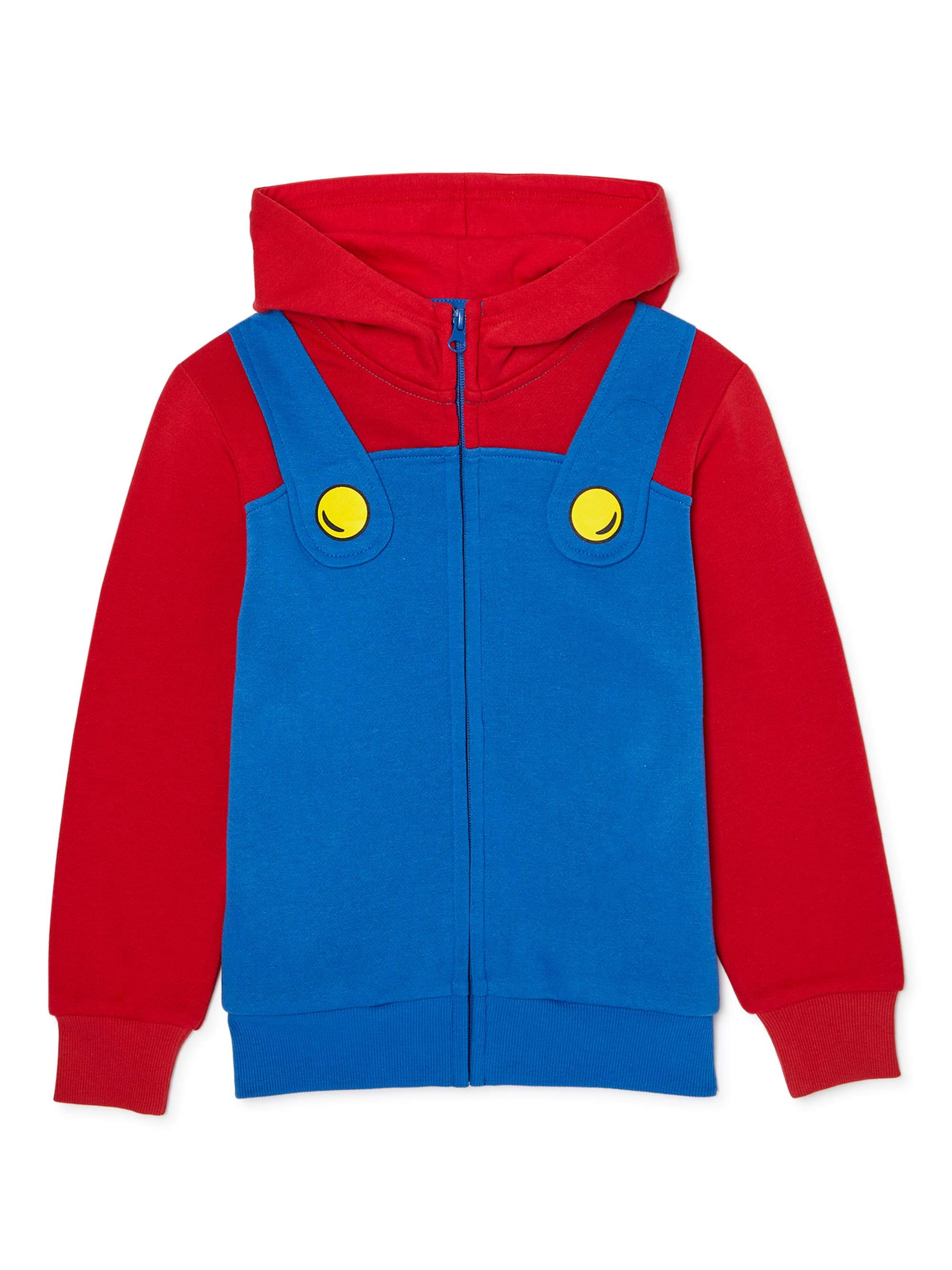 Super Mario Bros. - Super Mario Bros. Boys Front & Sleeve Mario Graphic Hoodie, Sizes 4-18 