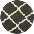 thumbnail image 3 of SAFAVIEH Daley Geometric Plush Shag Area Rug, Dark Grey/Ivory, 6' x 6' Round, 3 of 9