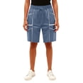 thumbnail image 4 of Resicozy Sweat Shorts for Women Pull On Casual Fashion Athletic Summer Beach Shorts Drawstring Long Sweatshorts with Pockets Light Blue M, 4 of 4