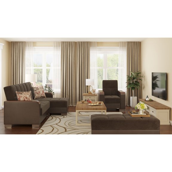 Ottomanson Origins X Rectangular Upholstered Lift Top Ottoman, Brown/Brown