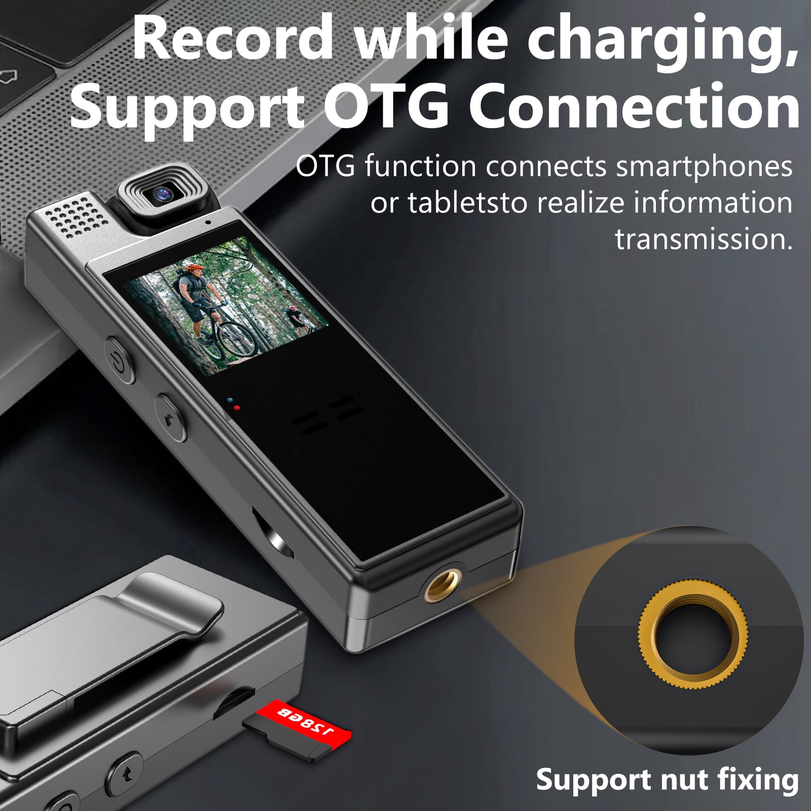 Mini Body Camera with Video Recording, Portable Body Worm Cam with Motion Detection Portable Video Recorder for Office, Travel, Cycling, Hiking
