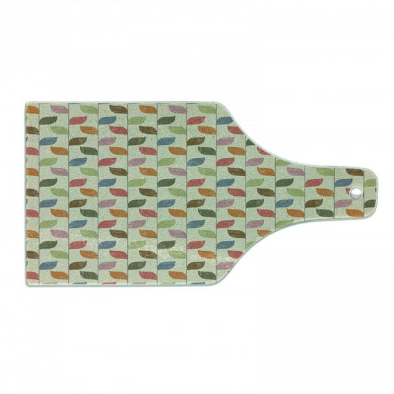 Leaves Cutting Board, Grunge Style Foliage Pattern Simplistic Autumn Nature Weathered Design Silhouettes, Decorative Tempered Glass Cutting and Serving Board, in 3 Sizes, by Ambesonne