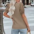 thumbnail image 4 of Nmnitkp Womens Tops Round Neck Lace Puff Sleeve With Vertical Pleats Design Ideal for Casual Tops for Women & Going Out Tops for Women Fashion,Summer Tops, 4 of 7
