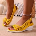 thumbnail image 4 of HEWUQI Women's Wedge Sandals Hollow out Flower Decor Slingback Shoes Ankle Strap Lightweight Casual Dress Heels for Outdoor Wear Yellow Size 9, 4 of 6