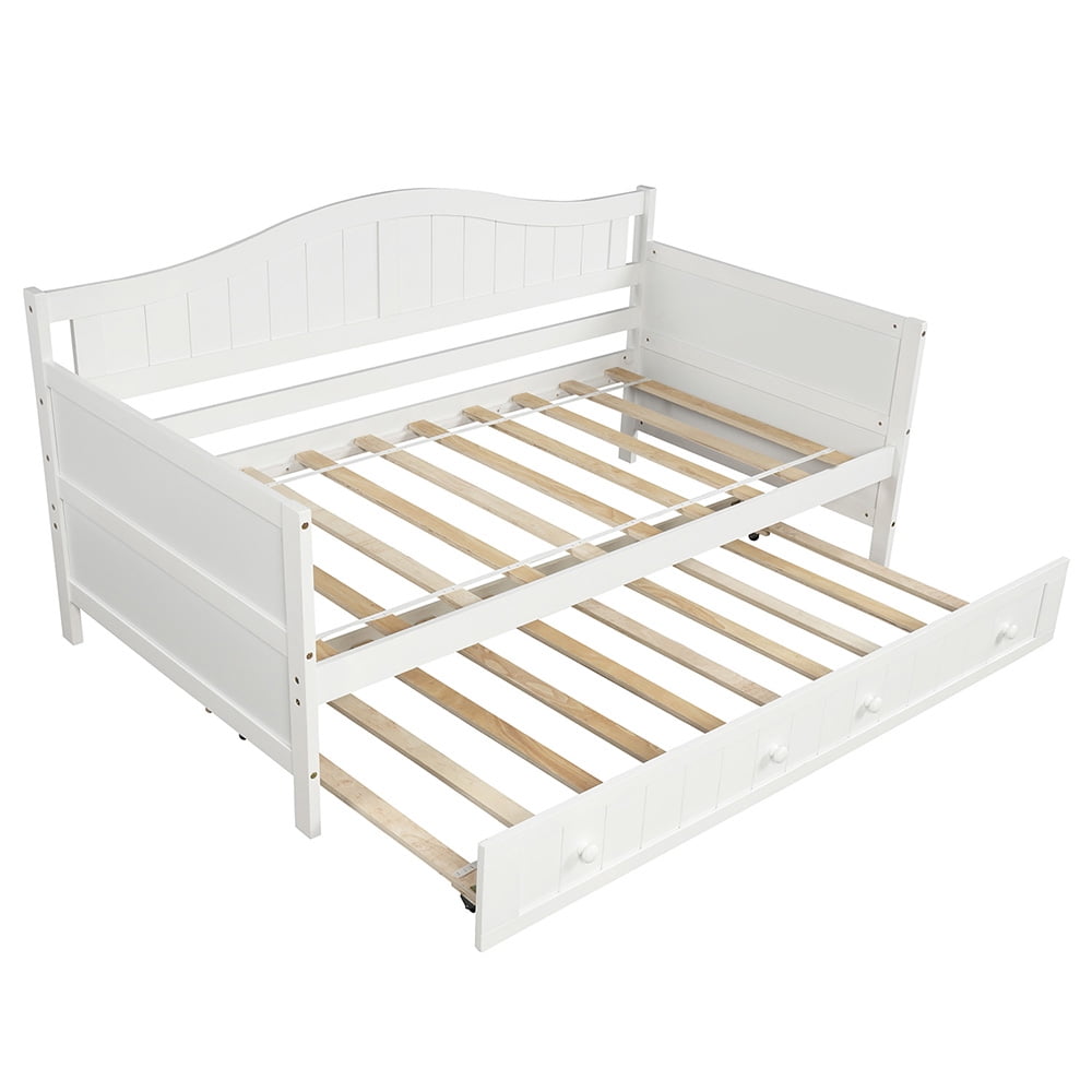 Lowestbest Twin Daybed with Trundle Bed, Sofa Bed for Bedroom Living Room, White Lowestbest Twin Daybed with Trundle Bed, Sofa Bed for Bedroom Living Room, White