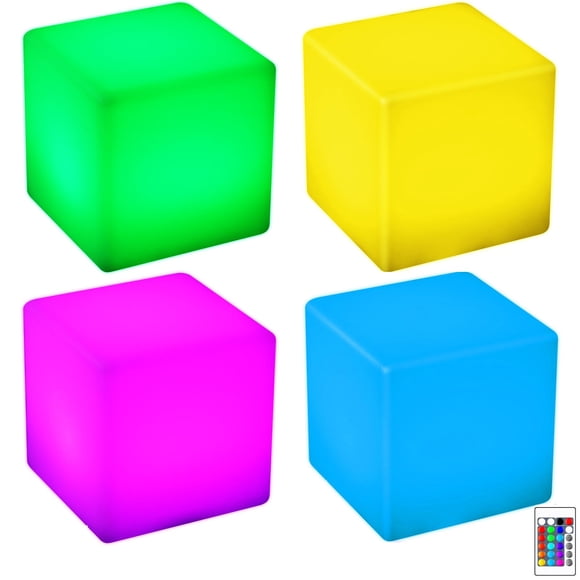 Frienda 4 Pcs 4 Inch Light up Cubes Cool Cosmic Cube Lights 16 Colors LED Mood Lamp Waterproof LED Light Cube for Nursery Home Pa