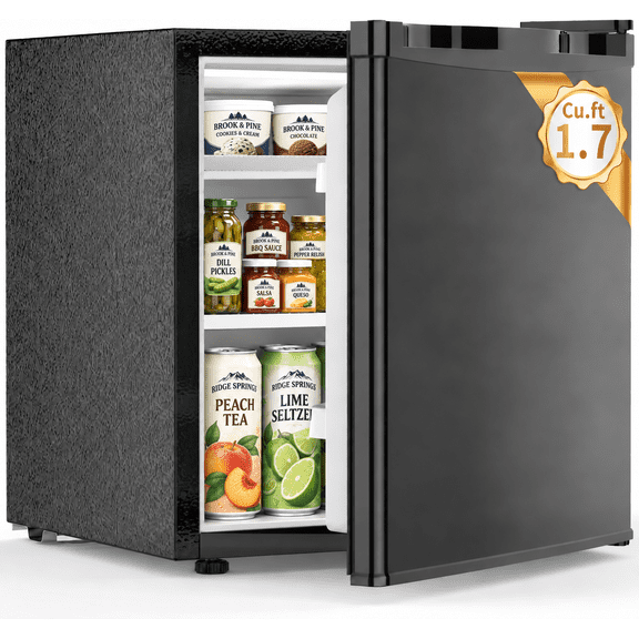 Auseo 1.7 Cu ft Compact Single Door Refrigerator - Energy Efficient, Reversible Door, Perfect for Home, Office, or Dorm, Black