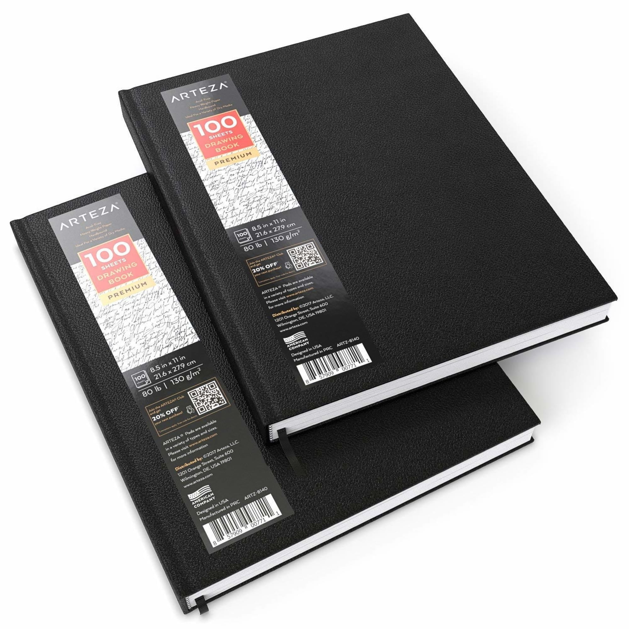 Arteza 8.5" x 11" Hardcover Sketchbook, 100 Pages, Set of 2