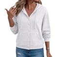 thumbnail image 4 of Tusihei Women Fall Winter Hooded Fleece Shacket Button Down Casual Cardigan Pullover Solid Warm Loose Coat Jacket for Women Outdoor Lounge, White S, 4 of 6