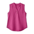 thumbnail image 5 of ICHUANYI Womens Solid Cotton Linen Tank Tops V Neck Button Casual Cami Sleeveless Blouses Summer Basic Shirt, 5 of 7