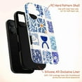 thumbnail image 4 of Blue & White Artistic Collage Pattern iPhone Case, Modern Abstract Tiles Design, Slim Protective Cover for iPhone 16 15 14 13 12 11 Mini Pro Max, 4 of 6