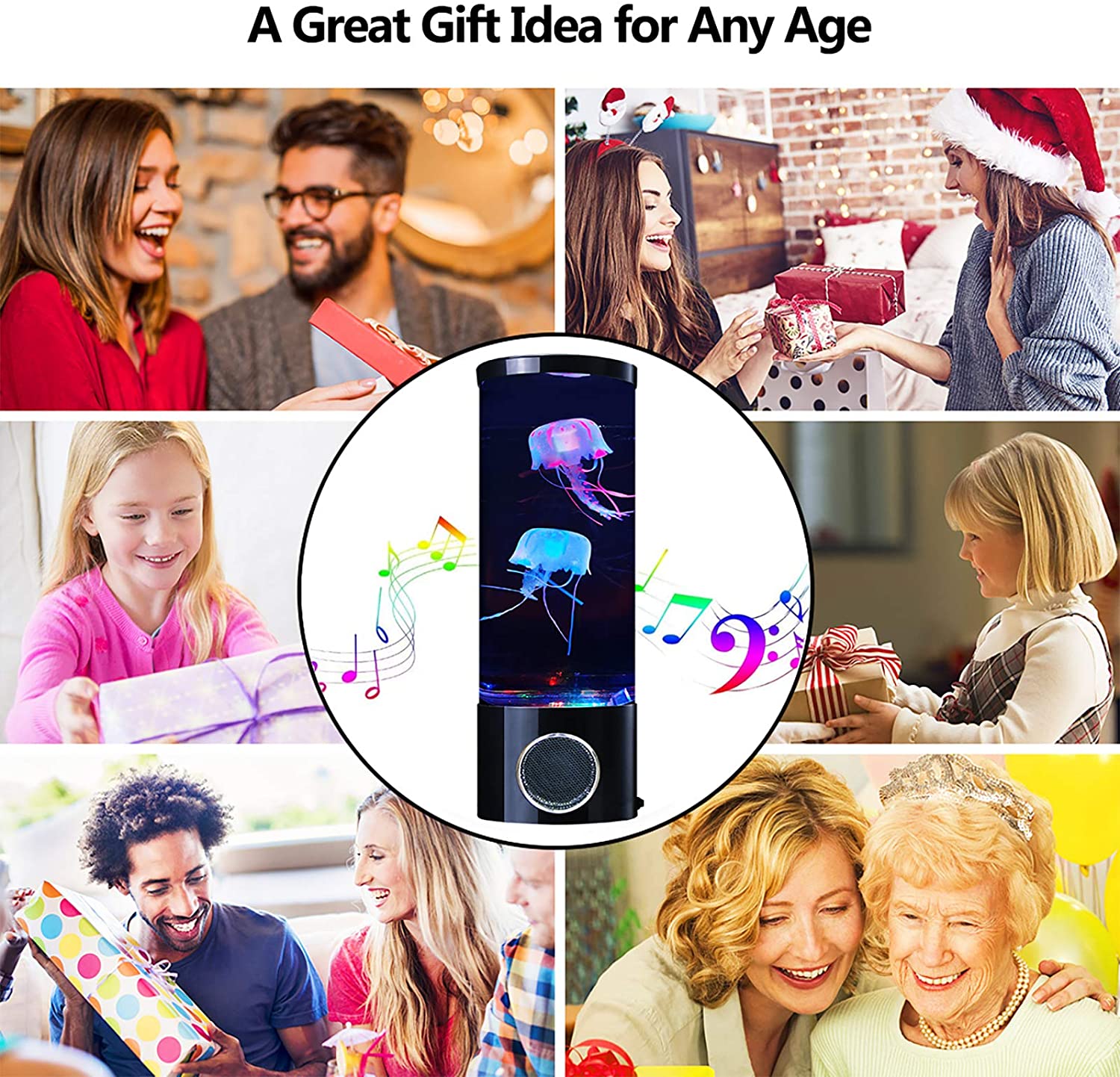 Buy Jellyfish Lava Lamp Bluetooth Speaker Aquarium Night Light MultiColor Changing with 2