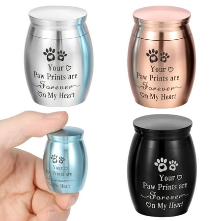 4 PCS Small Cremation Urns for Ashes  Stainless Steel Memorial Keepsake  Mini Funeral Urn for Human and Pet Ashes with Velvet Bag  No Longer By My Side  But Forever In My Heart