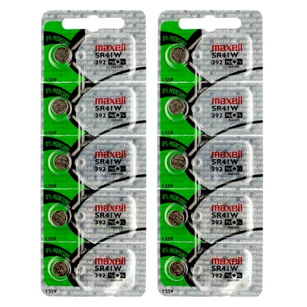 2x 5PK  Maxell Silver Oxide Watch Battery SR41W High Drain Replaces 392