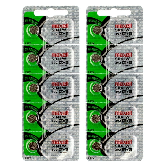 2x 5PK Maxell Silver Oxide Watch Battery SR41W High Drain Replaces 392
