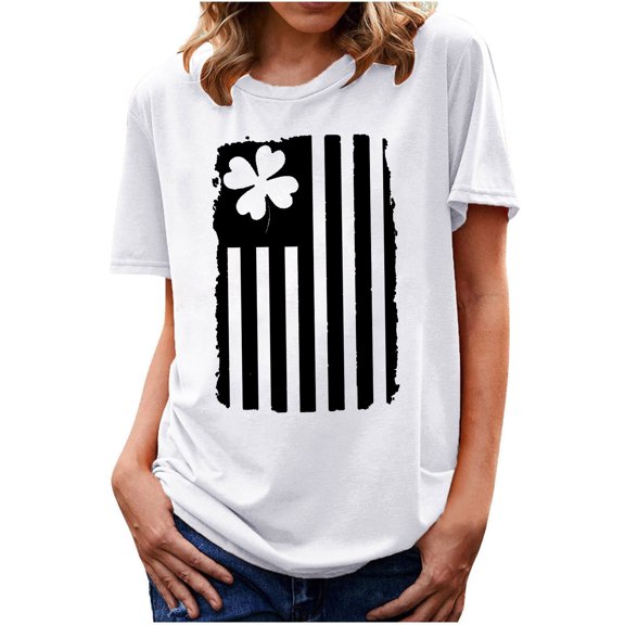 BLVB St Patricks Day Tshirt Women Shamrock Shirt Clover Shirts St Patricks Day Gifts Graphic Short Sleeve Tee Tops