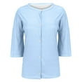 thumbnail image 5 of Duoif Shirts for Women, Womens Half Sleeve Cardigan Shirt Cropped Button down Tops Oversized Lightweight Ribbed Knit Top Summer Tops Blue XXL, 5 of 7