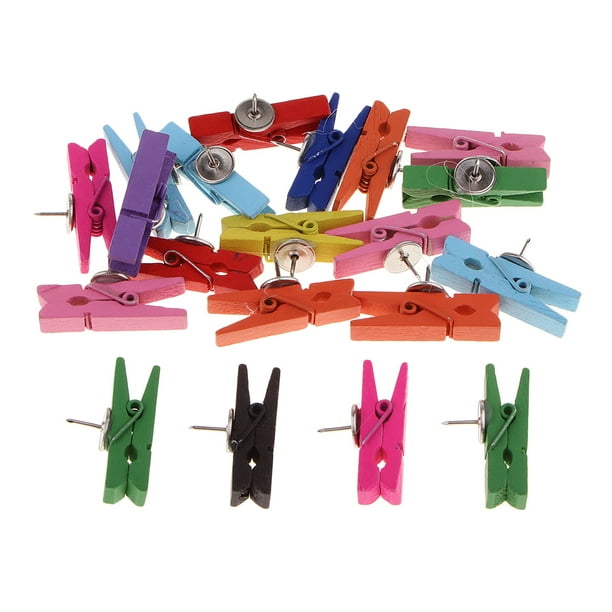 20 / 50Pcs Mini Pinzas Para De Alfiler De Alfiler Alfileres De Dibujo Tablero De Corcho Oficina De colores Gloria Mini pinzas de madera