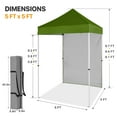 thumbnail image 4 of COOS BAY 5x5 Outdoor Portable Canopy Tent with One Removable Sunwall, Pop up Canopy with Carry Bag, Grass Green, 4 of 8