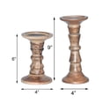 thumbnail image 4 of Handmade Mango Wood Eco-friendly Traditional Wallnut Set Of Two 6" & 9" Pillar Candle Holder, 4 of 7