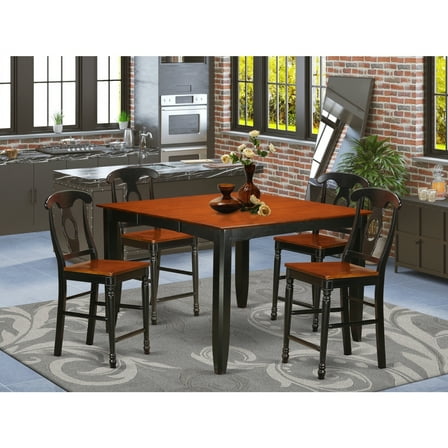 Counter Height Dining Set - Pub Table & 8 Chairs - Asian Hardwood - Modern Dinette Set