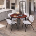thumbnail image 3 of Regency 48 in. Round Breakroom Table- Cherry Top, Black Base & 4 M Stack Chairs- Grey, 3 of 9