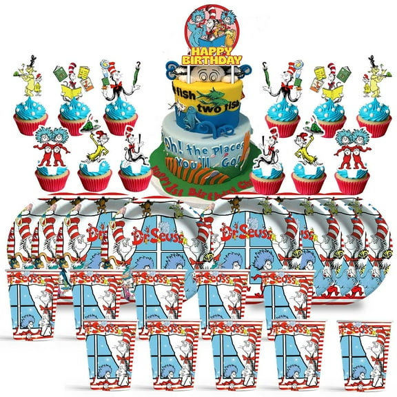 Seuss Birthday Cups Party Supplies Plates Decorations Cake Topper Decor