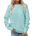 thumbnail image 2 of jsaierl Womens Sweatshirt Plus Size Solid Color Sweatshirts Round Neck Dressy Casual Pullover Tops Trendy Long Sleeve Blouses, 2 of 5
