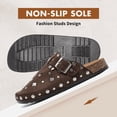 thumbnail image 6 of Lezzglt Suede Clogs for Women & Men, Cork Footbed Slip-on Mules with Arch Support, Stud Decorated, Adjustable Buckle, Brown, 6 of 9