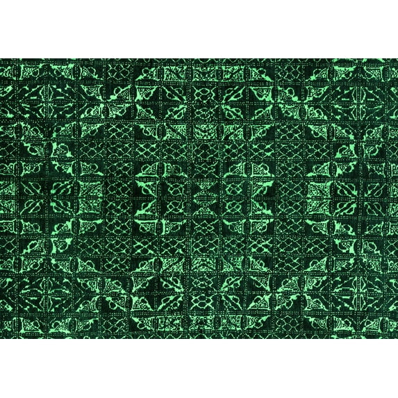Ahgly Company Indoor Rectangle Abstract Green Modern Area Rugs, 7' x 10'