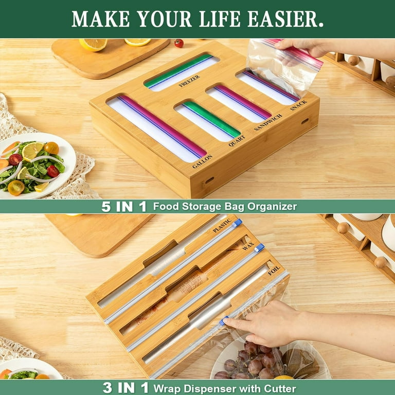 Calmbee Sac De Rangement 9 En 1, Organiseur En Aluminium Et Plastique Pour Tiroir De Cuisine Organisateur De Sacs En Plastique Pour Gallon