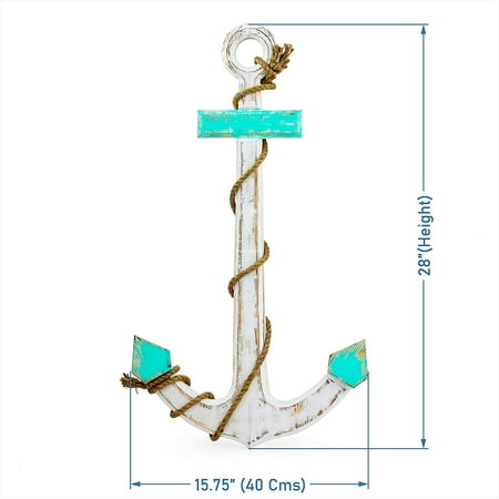 

Antique White Green Anchor (28 x 16 Inches)