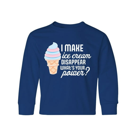 Inktastic I Make Ice Cream Disappear What's Your Power Long Sleeve Youth T-Shirt