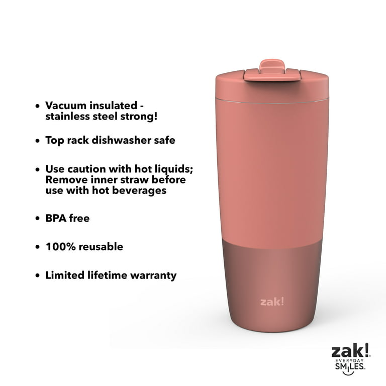 Zak Designs 20oz Stainless Steel Insulated Travel Tumbler With 2-in-1 Lid  For Hot & Cold - Black : Target