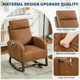 thumbnail image 6 of Leather Glider Chair, Modern Rocking Chair, Nursery Faux Leather Glider Chair with Rubber Wood Legs and Side Pocket, Rocking Accent Armchair for Living Room, Bedroom, Brown, 6 of 7