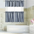 thumbnail image 2 of Haperlare Farmhouse Kitchen Curtains Buffalo Check Bathroom Curtain Blackout Thick Yarn Dyed Cafe Curtain, Navy Blue, 28"W x 24"L 2 Panels, 2 of 8