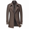 thumbnail image 1 of Abrigo de invierno de lana para hombre, abrigo de algodón de longitud media con cuello chal, grueso y cálido, 1 of 5