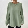 thumbnail image 2 of gakvbuo Fall Pullover Tunic Shirts For Women Fashion Women Long Sleeve Solid Color Comfortable Breathable Round-Neck Shirt Tops, 2 of 9