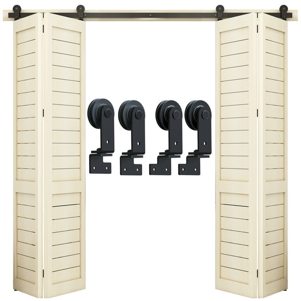 CCJH 5FT/60in BiFolding Barn Door Hardware Sliding Track kit Heavy