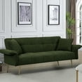 thumbnail image 2 of Glavbiku 70" Velvet Futon Loveseat,Convertible Daybed with Folding Armrests for Living Room,Green, 2 of 12