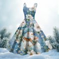 thumbnail image 2 of Women's Christmas Print Casual Fashion Round Neck Mid-Length Dress with Vintage Style for Holiday Parties and Casual Outings,Light Blue,2XL, 2 of 4