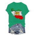 thumbnail image 4 of GEWSEY Women's Iran Map with Lion and Sun Emblem Vintage Persian Heritage V-Neck T-Shirt (Green, XL), 4 of 6