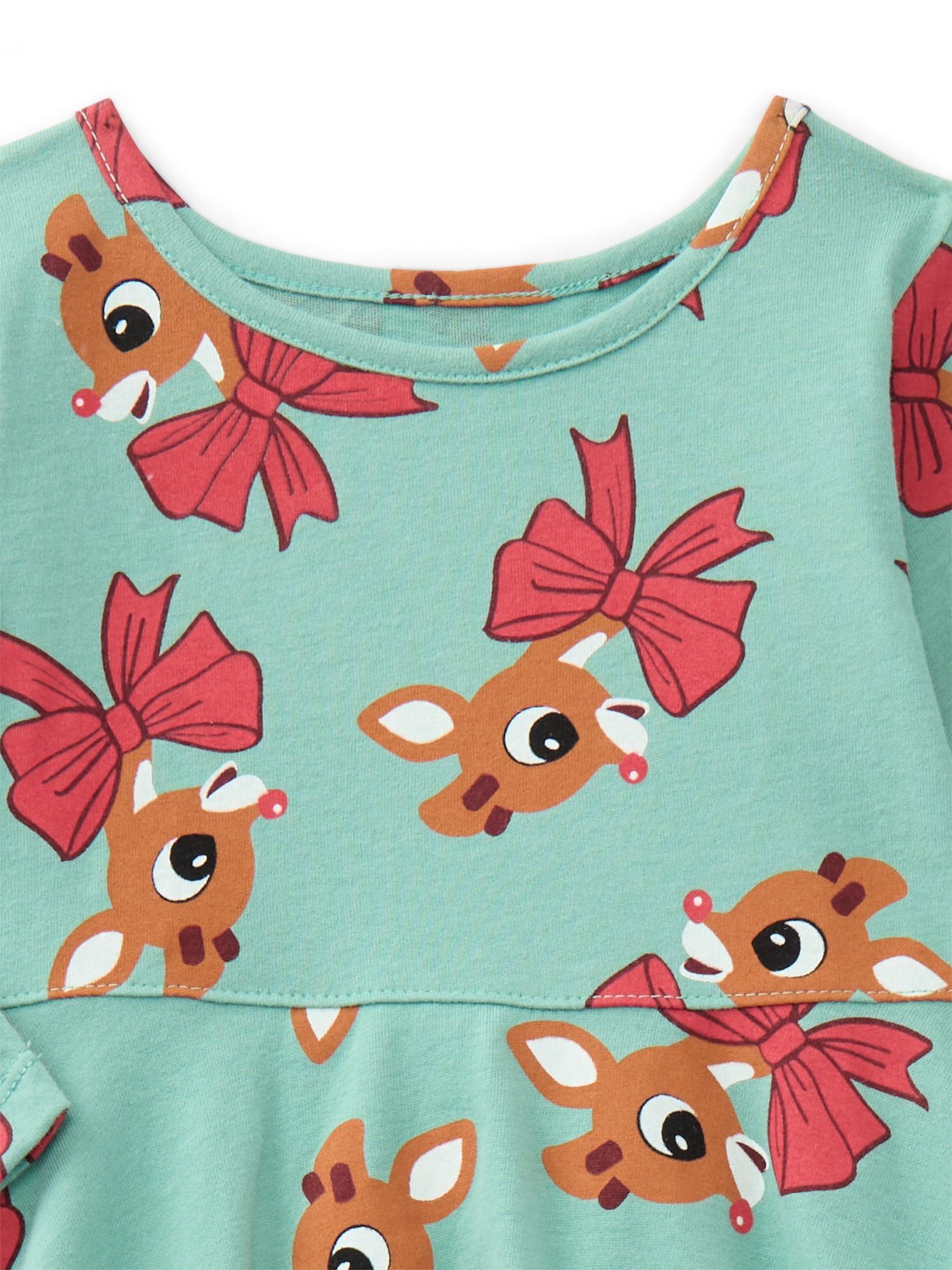 Rudolph Toddler Girls' Print Dress with Long Sleeves, Sizes 12M-5T